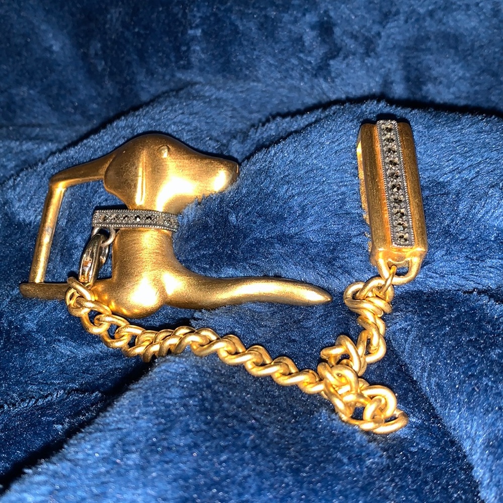 Judith Jack dog theme marcasite gold tone belt buckle